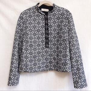Tory Burch Navy Patterned Textured Jacket